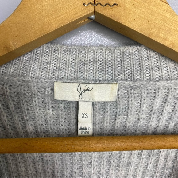 JOIE Light Gray Knit Button Detail Balloon Sleeve Sweater - Picture 3 of 4